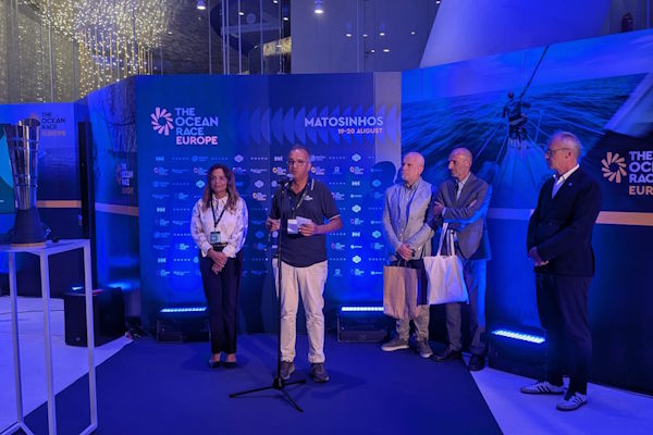 Luís Pedro Martins enquanto falava na abertura oficial do fly-by de Matosinhos da The Ocean Race Europe