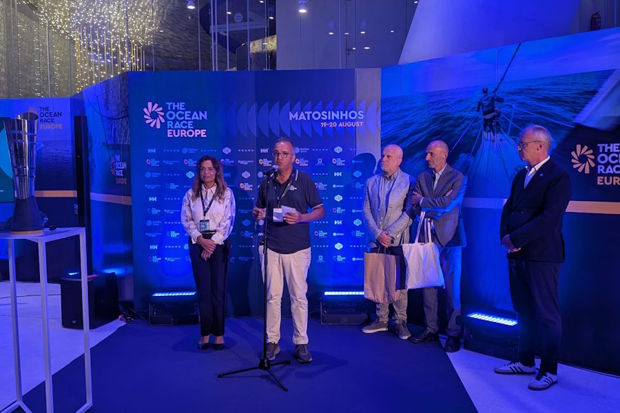 Luís Pedro Martins enquanto falava na abertura oficial do fly-by de Matosinhos da The Ocean Race Europe