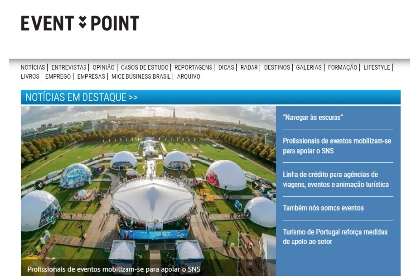 Site da Event Point cresce 143% em março. Obrigado a si!