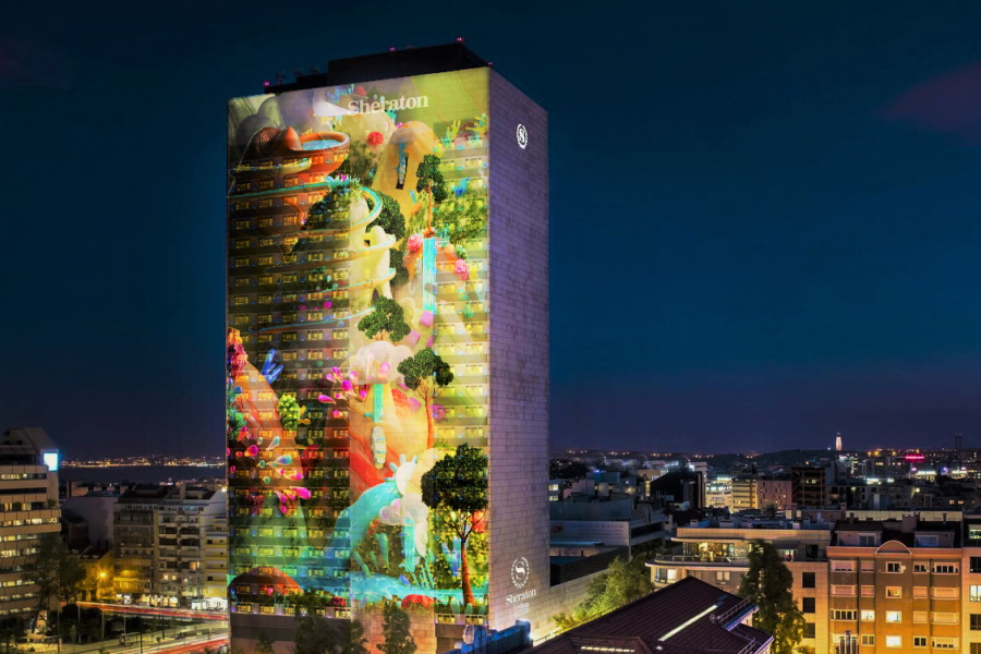 O videomapping comemorativo dos 50 anos do Sheraton Lisboa